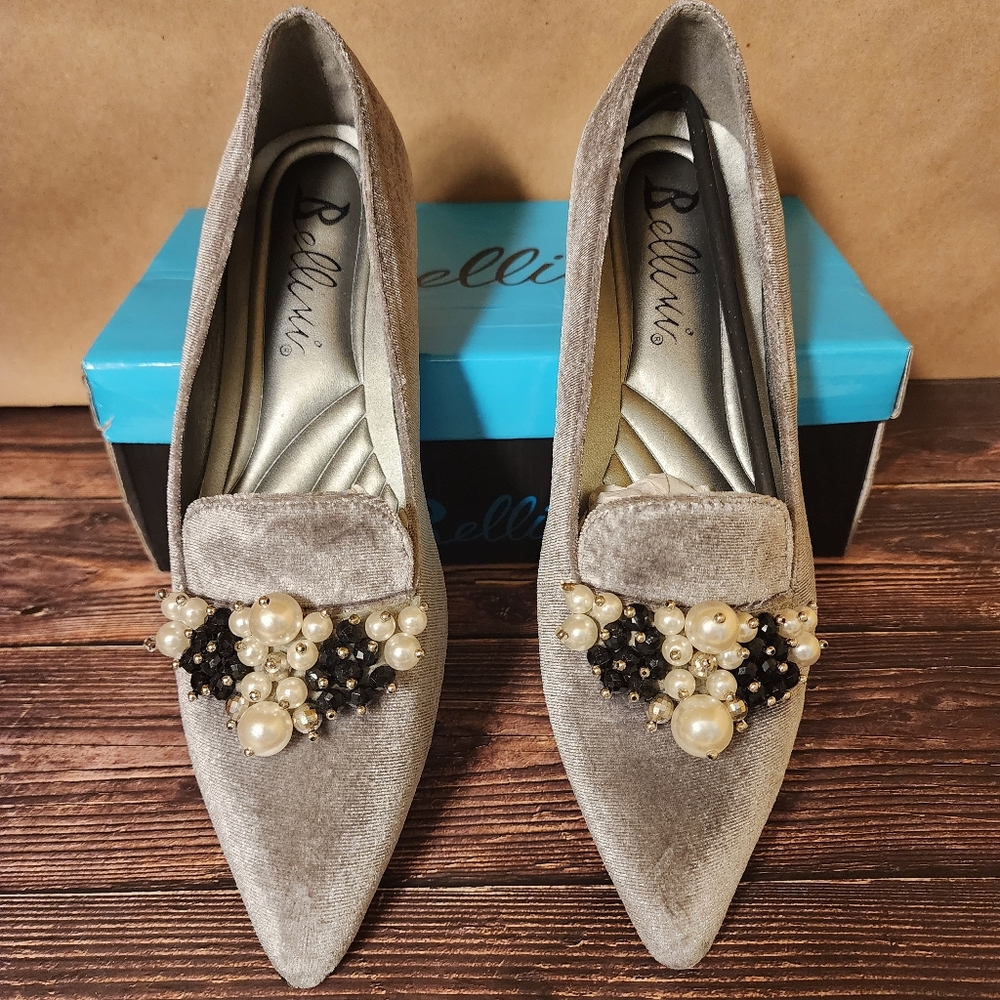 Bellini grey suede flat